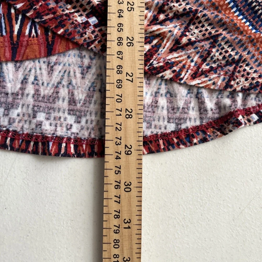 Women's Multicolor Geo Print Midi Wrap Skirt Small Boho Chic Tribal Aztec Casual
